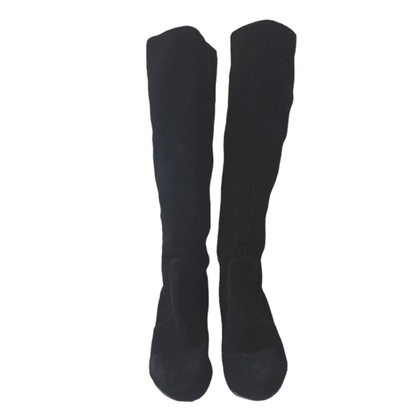 Steve Madden Tall Black Suede Block Heel Boots Haydun size 9.5 Knee High Boots - Picture 3 of 12